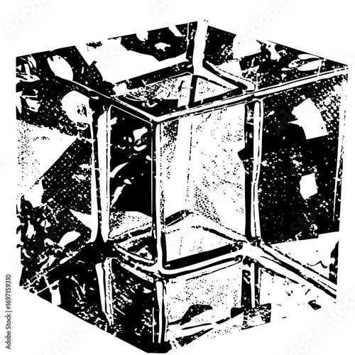 Vector Geometric cube structure with linear perspective.