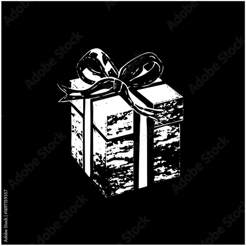 Vector Festive gift box with a decorative bow .