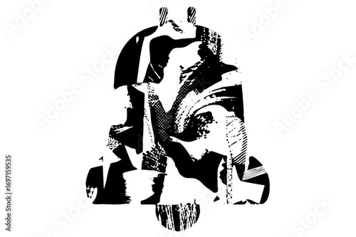 Vector Dramatic couple silhouette showcases an intimate dance.