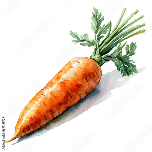 Carrot, watercolor painting vector, isolated on a white background.