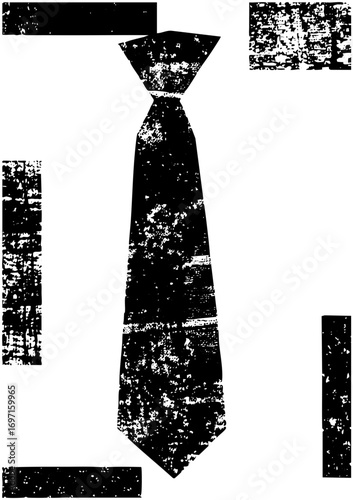 Vector Distressed black necktie with a vintage texture.