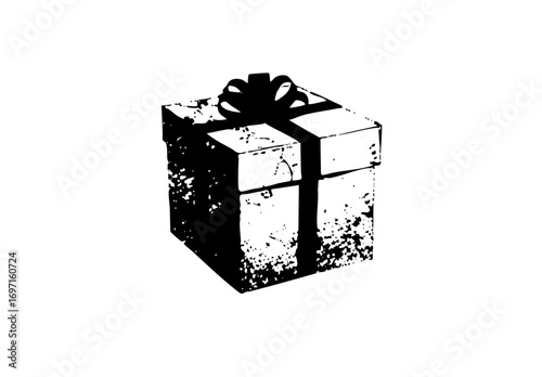Vector Black gift box with ribbon