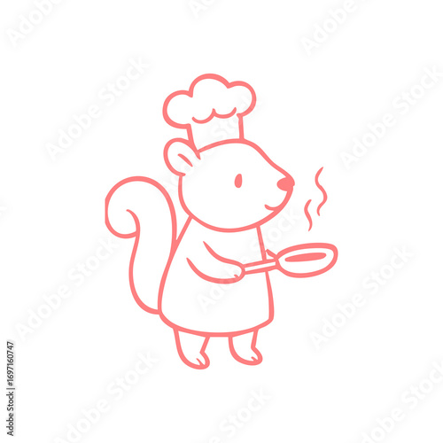 Simple black line drawing of a mouse holding a sword