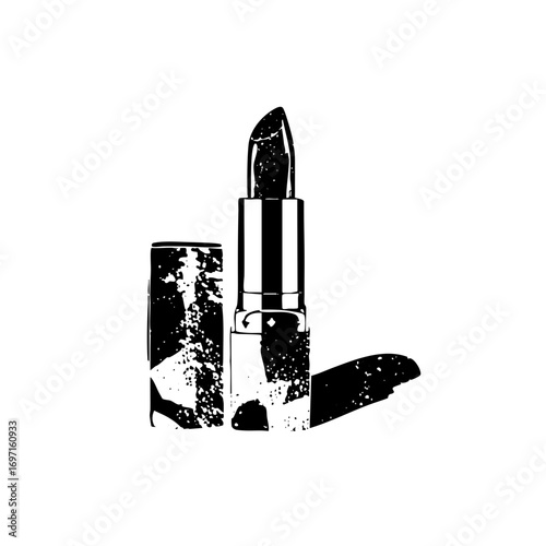 Vector Elegant lipstick with tube and smudge.