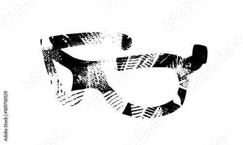 Vector Abstract monochrome of a smiling face composed of textured shapes.