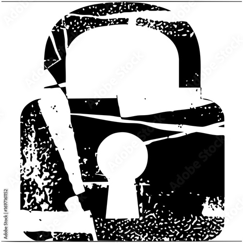 Vector Detailed padlock with keyhole rendered in a high-contrast style.