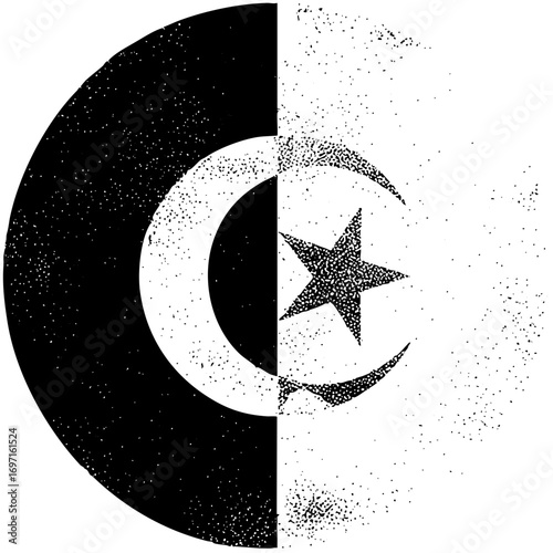 Vector Halved Moon and Star Symbol