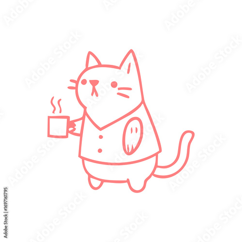 Simple black line drawing of a cartoon animal with a flower head