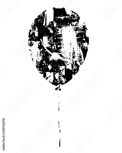 Vector Distressed balloon with trailing string