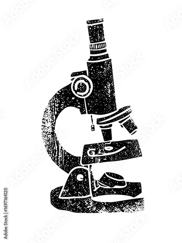 Vector Detailed monochrome of a laboratory microscope.