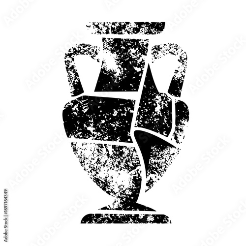 Vector Broken ceramic vase with distressed texture.