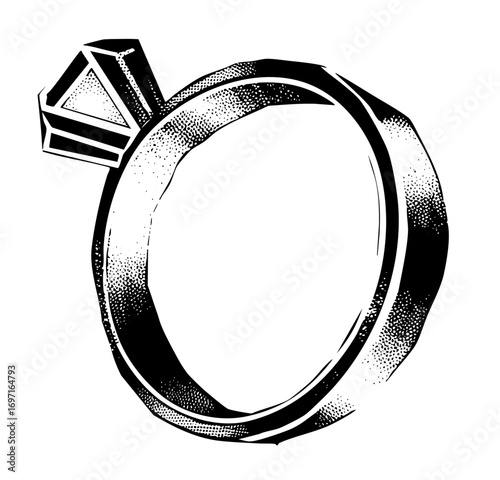 Vector Elegant diamond ring with detailed band.