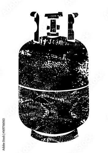 Vector Black and white of a propane tank with a valve.