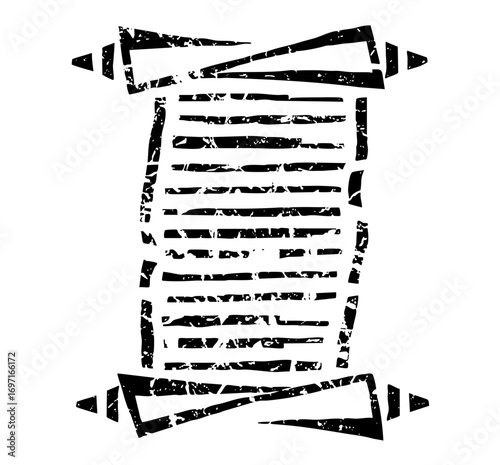 Vector Ancient scroll with textured lines and decorative borders.