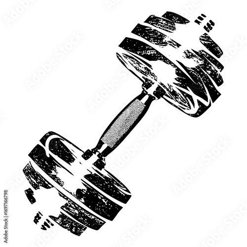 Vector Distressed dumbbell showcases strength and fitness.