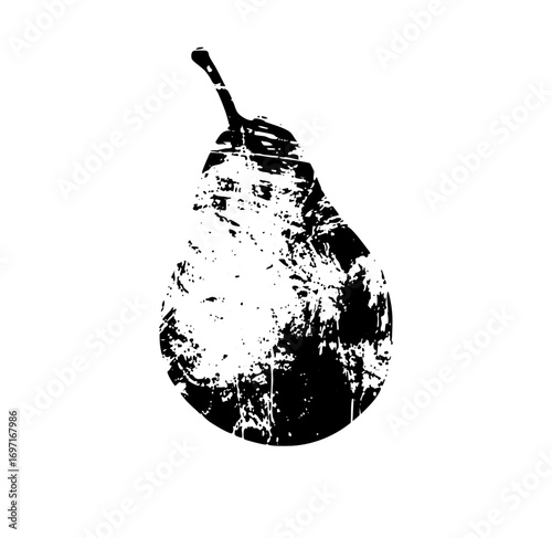 Vector Black silhouette of a pear .