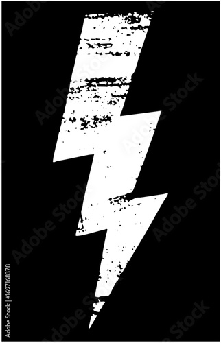 Vector Bold lightning bolt with distressed texture.