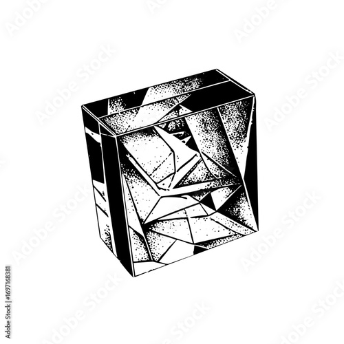 Vector Geometric crystal with fractured facets.