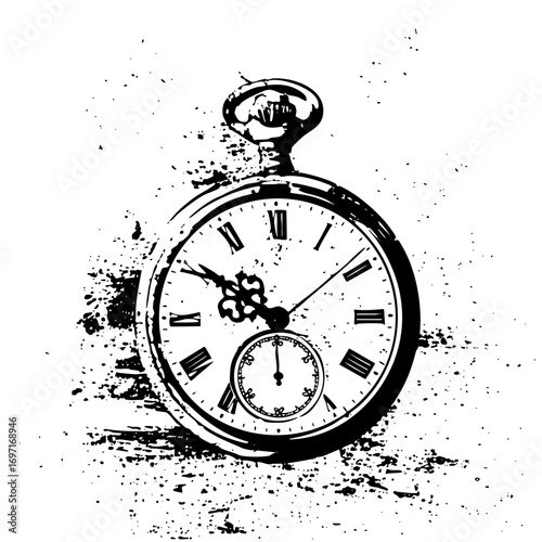 Vector Vintage pocket watch with Roman numerals