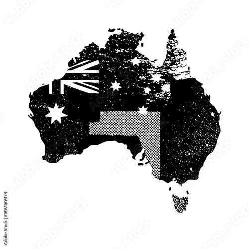 Vector Australia Map with Flag and Geometric Elements