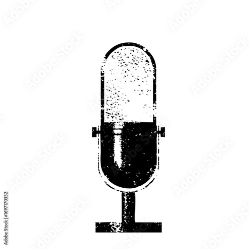Vector Vintage microphone with distressed texture.