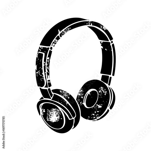 Vector Distressed black headphones with a modern .