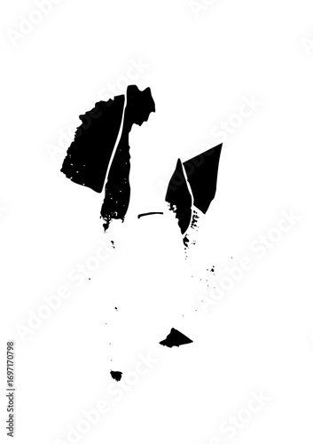 Vector Abstract portrait of a face composed of black vector shapes.
