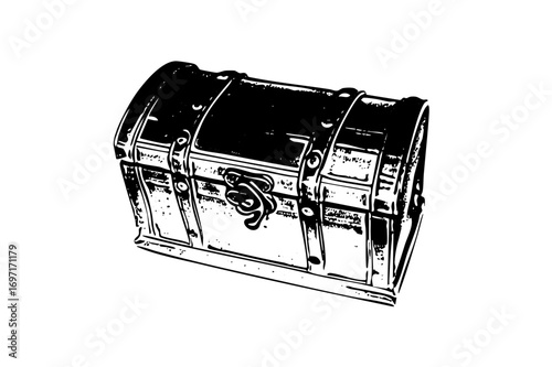 Vector Vintage treasure chest with ornate lock.