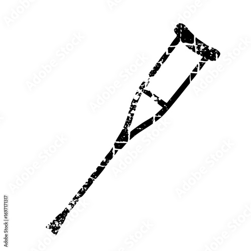 Vector Black crutch depicting mobility assistance.