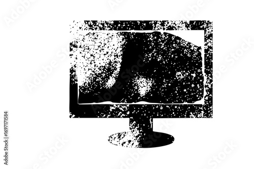 Vector Distressed monitor depicts digital display technology.