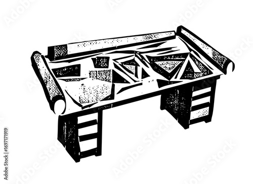 Vector Detailed vector of a foosball table with players.