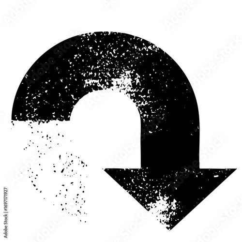 Vector Distressed downward arrow with a circular element.
