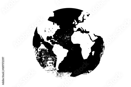 Vector Abstract globe with a silhouette of a mans profile.