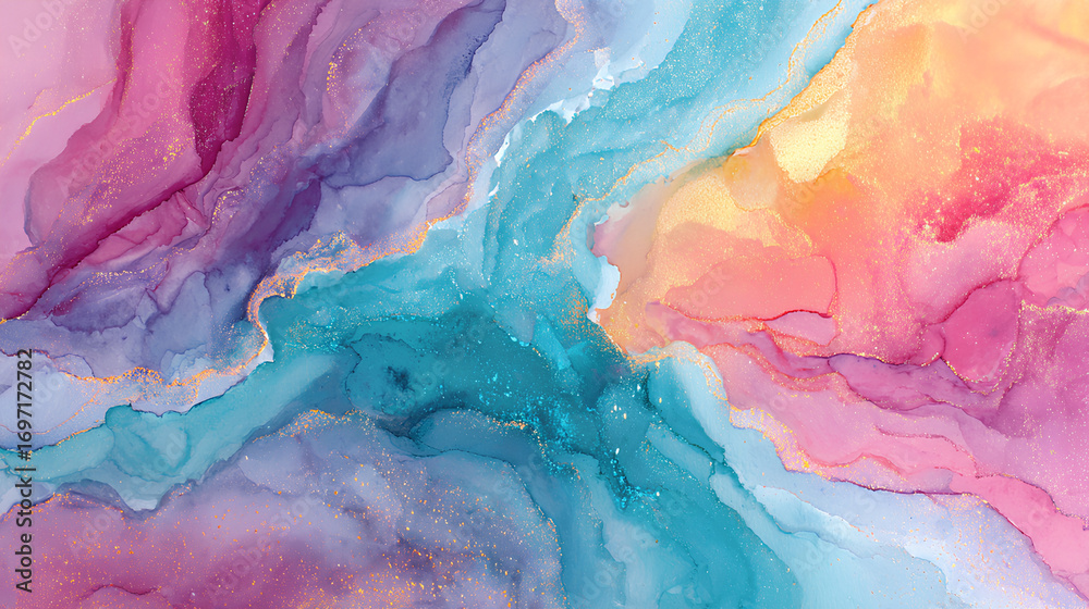 Fototapeta premium Iridescent Metallic Watercolor Abstract Background