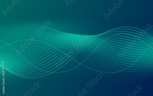Abstract Wave, Line Particle Technology Background.Green GradationsTrendy.abstract background.Vector illustration	