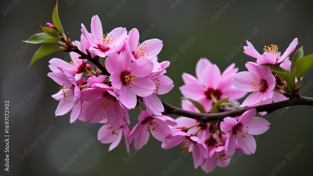 Fototapeta premium Pink cherry blossoms on the branches