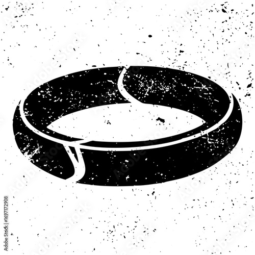 Vector Distressed circular tray with handle