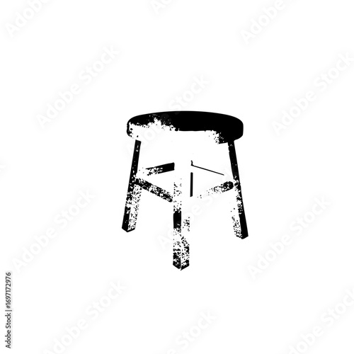 Vector Minimalist black stool with textured edges.