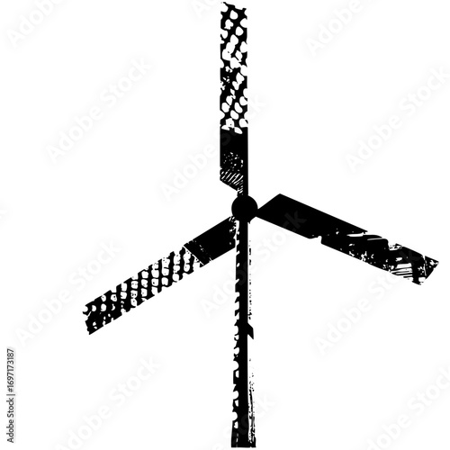 Vector Black windmill blades with a textured distressed effect.