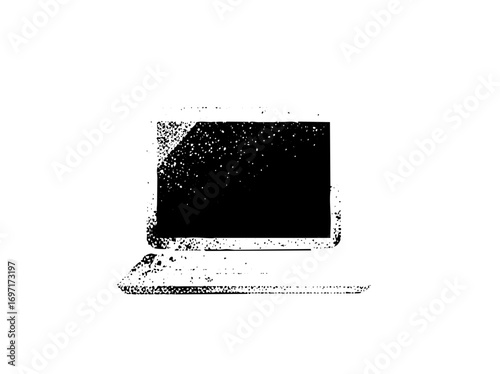 Vector Minimalist laptop with speckled texture.