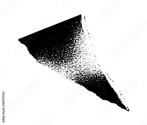 Vector Abstract dissolving shape with speckled texture.