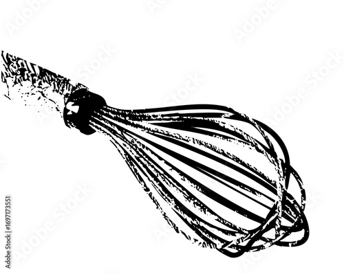 Vector Detailed of a squid with flowing tentacles.