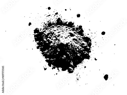 Vector Dynamic splatter features bold irregular ink blots.