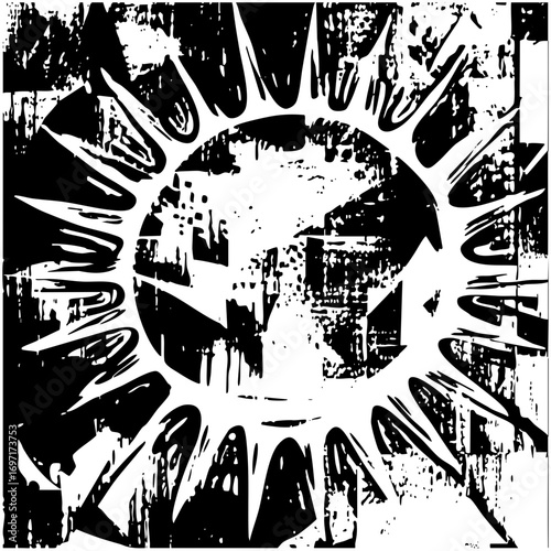 Vector Dynamic explosion with radiating energy bursts and central sphere.