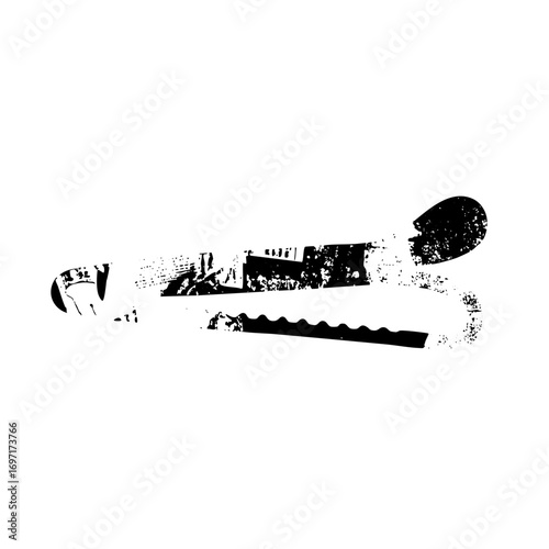 Vector Abstract key and lock with distressed texture.
