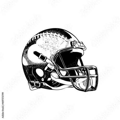 Vector Detailed black and white of a football helmet.