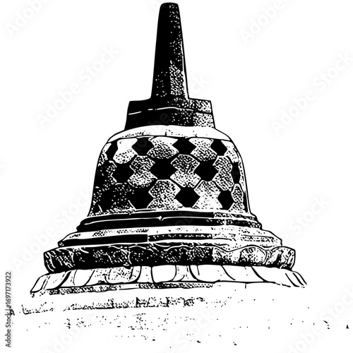 Vector Detailed of Borobudur temple with diamond .