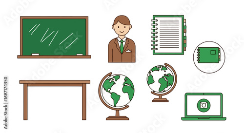 Education and School Supplies Vector Illustration, Perfect for Back-to-School Promotions, Educational Websites, and Classroom Resources