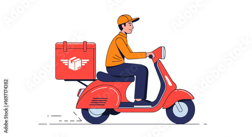 Fast and Efficient Delivery Service Illustration, Perfect for Food Delivery Apps, Courier Services, and Online Shopping Platforms