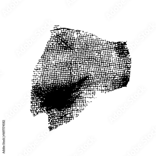 Vector Abstract fragmented face with textured halftone effect.
